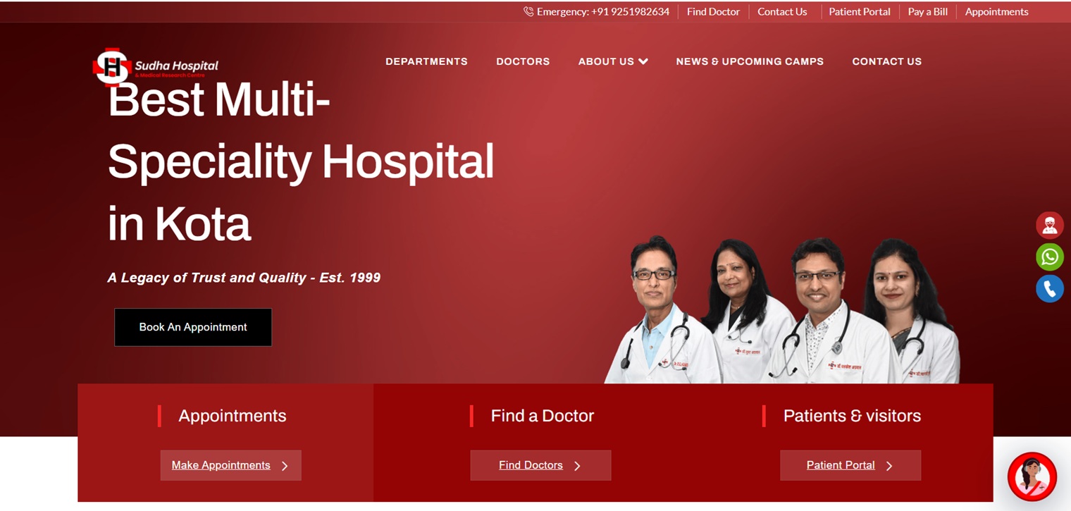 Sudha Hospital Kota website screenshot